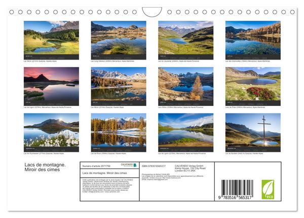 Produktbild: Lacs de montagne. Miroir des cimes (Calendrier mural 2026 DIN A4 vertical), CALVENDO calendrier mensuel