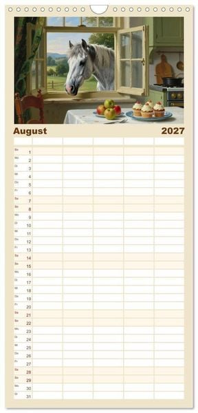Produktbild: Familienplaner 2027 - Pferdegem&auml;lde, inspiriert von den Alten Meistern mit 5 Spalten (Wandkalender, 21 x 45 cm) CALVENDO