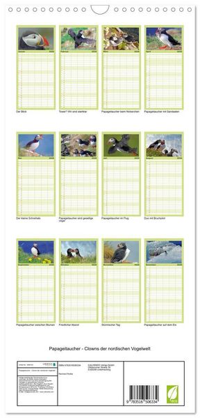 Produktbild: Familienplaner 2026 - Papageitaucher - Clowns der nordischen Vogelwelt mit 5 Spalten (Wandkalender, 21 x 45 cm) CALVENDO