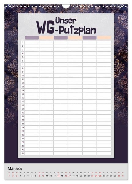 Produktbild: Gothic WG-Putzplan & Kalender 2026 (Wandkalender 2026 DIN A3 hoch), CALVENDO Monatskalender