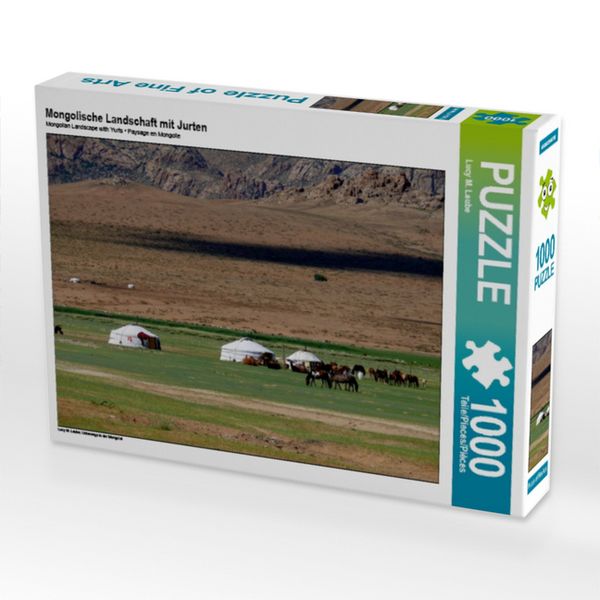Produktbild: CALVENDO Puzzle Mongolische Landschaft mit Jurten | 1000 Teile Lege-Gr&ouml;&szlig;e 64x48cm Foto-Puzzle f&uuml;r gl&uuml;ckliche Stunden