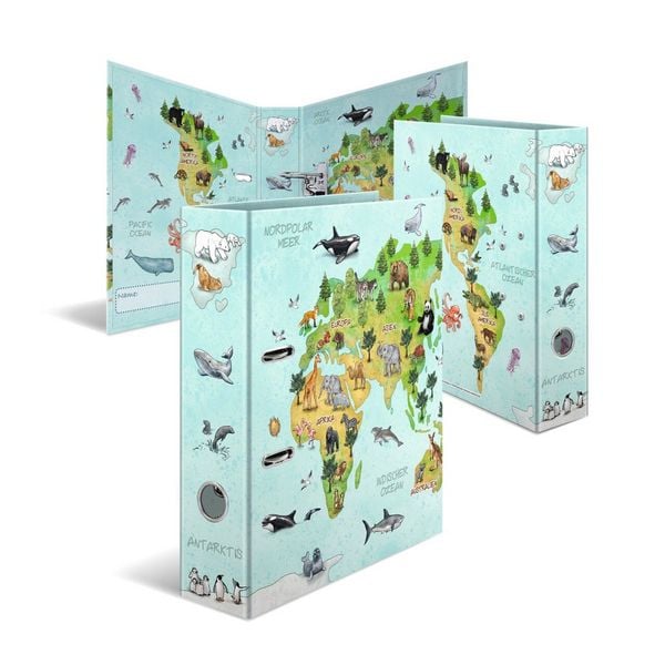 HERMA Motivordner Weltkarte DIN A4 Rückenbreite 7cm