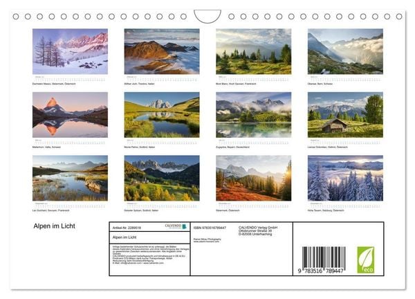 Produktbild: Alpen im Licht (Wandkalender 2027 DIN A4 quer), CALVENDO Monatskalender