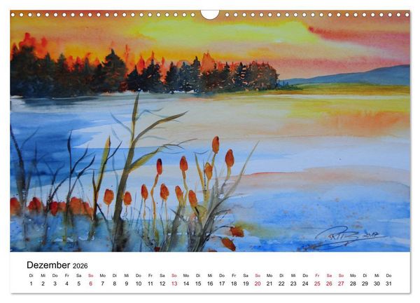 Produktbild: Landschafts-Aquarelle 2026 Roswita Ilona Baumann (Wandkalender 2026 DIN A3 quer), CALVENDO Monatskalender