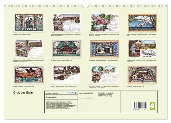 Produktbild: Gru&szlig; aus Eutin (Wandkalender 2026 DIN A3 quer), CALVENDO Monatskalender