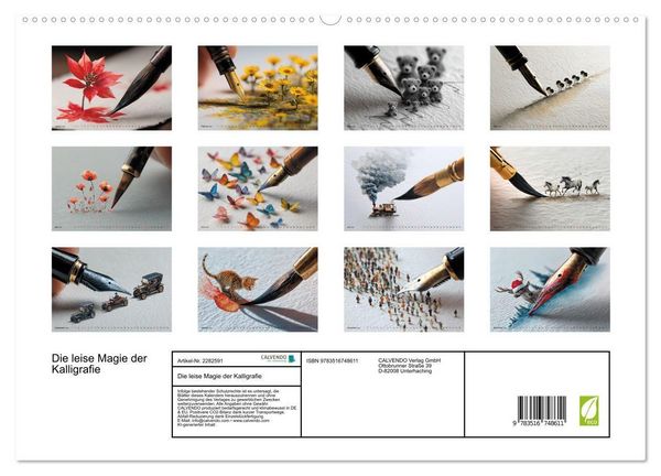 Produktbild: Die leise Magie der Kalligrafie (hochwertiger Premium Wandkalender 2026 DIN A2 quer), Kunstdruck in Hochglanz