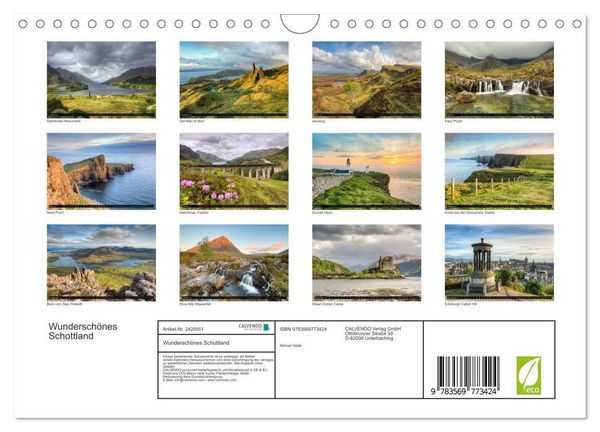Produktbild: Wundersch&ouml;nes Schottland (Wandkalender 2027 DIN A4 quer), CALVENDO Monatskalender