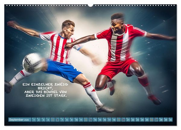 Produktbild: Fu&szlig;ball und tolle Spr&uuml;che (hochwertiger Premium Wandkalender 2026 DIN A2 quer), Kunstdruck in Hochglanz