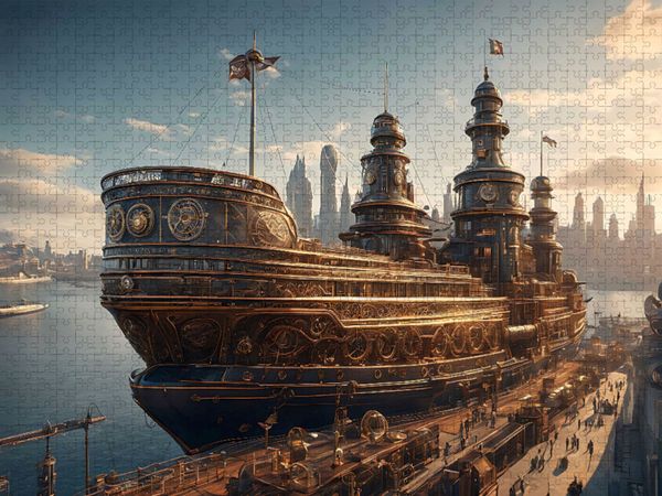 Produktbild: CALVENDO Puzzle Dampfschiff im Hafen | 1000 Teile Lege-Gr&ouml;&szlig;e 64x48cm Foto-Puzzle f&uuml;r gl&uuml;ckliche Stunden