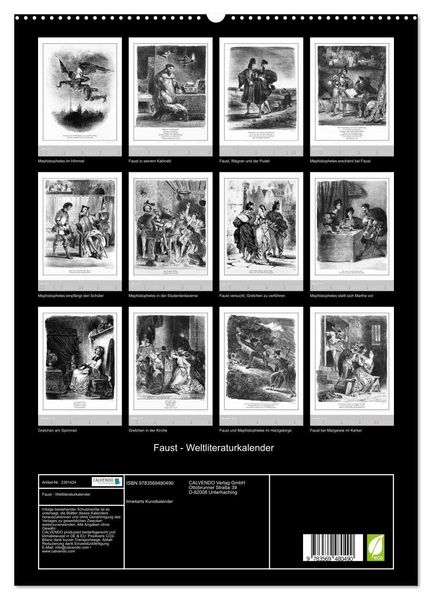 Produktbild: Faust - Weltliteraturkalender (hochwertiger Premium Wandkalender 2027 DIN A2 hoch), Kunstdruck in Hochglanz