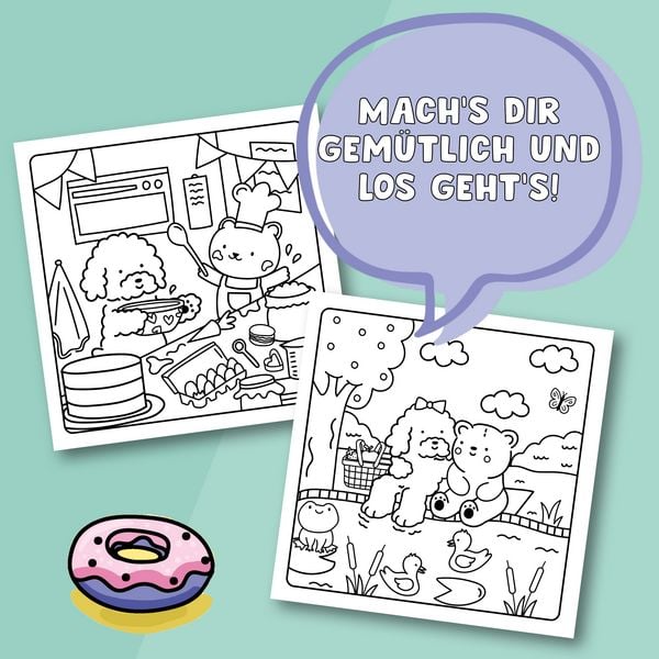 Produktbild: Cosy Coloring &bdquo;Cotton Candy&ldquo; Ausmalset - Einfach niedlich ausmalen