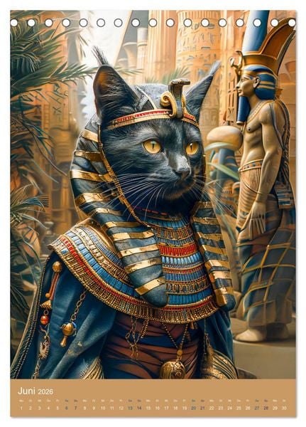 Produktbild: &Auml;gyptens Katzen - G&ouml;ttliche Eleganz im Stile der Pharaonen (Tischkalender 2026 DIN A5 hoch), CALVENDO Monatskalender