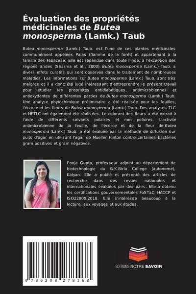 Produktbild: &Eacute;valuation des propri&eacute;t&eacute;s m&eacute;dicinales de Butea monosperma (Lamk.) Taub