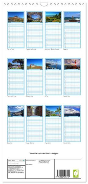 Produktbild: Familienplaner 2026 - Teneriffa Insel der Gl&uuml;ckseeligen mit 5 Spalten (Wandkalender, 21 x 45 cm) CALVENDO