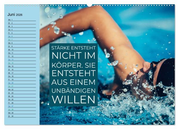 Produktbild: Wassersport - Schwimmen und SUP mit coolen Spr&uuml;chen (hochwertiger Premium Wandkalender 2026 DIN A2 quer), Kunstdruck in Hochglanz