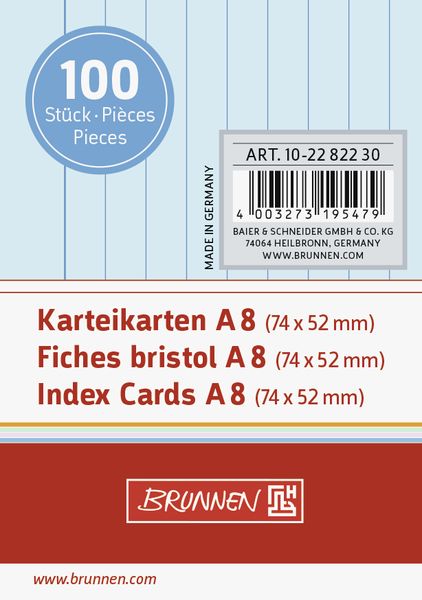 Produktbild: Brunnen Karteikarte A8 lin bl 100St