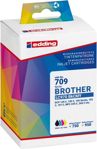 Produktbild: Edding Druckerpatrone ersetzt Brother LC-970BKCMY Kompatibel Kombi-Pack Schwarz, Cyan, Magenta, Gelb EDD-709 18-709