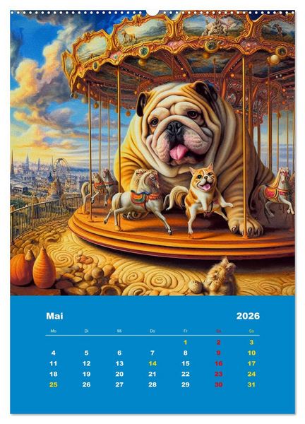 Produktbild: Abenteuer mit Micki und Bullig! (Wandkalender 2026 DIN A2 hoch), CALVENDO Monatskalender