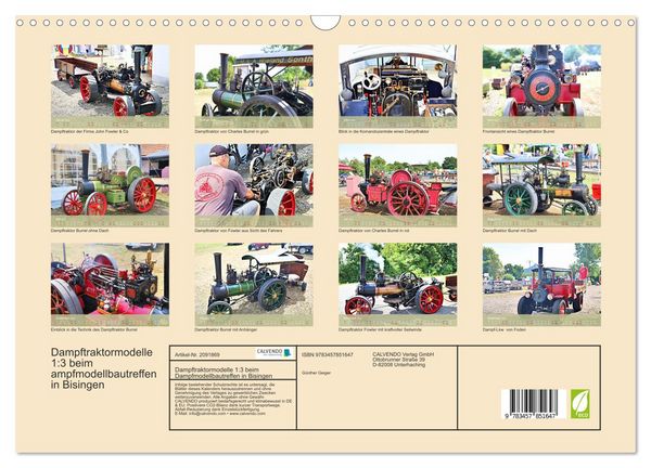 Produktbild: Dampftraktormodelle 1:3 beim Dampfmodellbautreffen in Bisingen (Wandkalender 2026 DIN A3 quer), CALVENDO Monatskalender