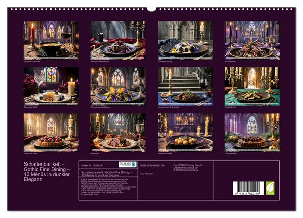 Produktbild: Schattenbankett - Gothic Fine Dining &ndash; 12 Men&uuml;s in dunkler Eleganz (hochwertiger Premium Wandkalender 2027 DIN A2 quer), Kunstdruck in Hochglanz