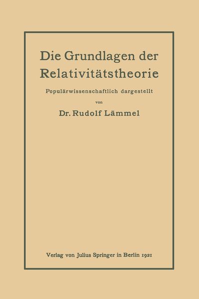 Produktbild: Die Grundlagen der Relativit&auml;tstheorie