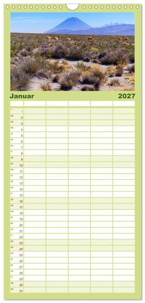 Produktbild: Familienplaner 2027 - Bekanntes und Unbekanntes Peru mit 5 Spalten (Wandkalender, 21 x 45 cm) CALVENDO