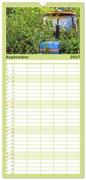 Produktbild: Familienplaner 2027 - Landmaschinen im Dornr&ouml;schenschlaf mit 5 Spalten (Wandkalender, 21 x 45 cm) CALVENDO