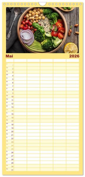 Produktbild: Familienplaner 2026 - Vegane Bowls - Eine Sch&uuml;ssel voller Geschmack mit 5 Spalten (Wandkalender, 21 x 45 cm) CALVENDO