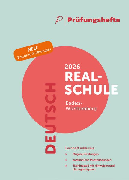 Produktbild: Pr&uuml;fungsheft - 2026 Deutsch Realschulabschluss &ndash; Baden-W&uuml;rttemberg &ndash; Original-Pr&uuml;fungen und L&ouml;sungen