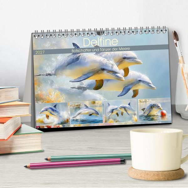 Produktbild: Delfine. Botschafter und T&auml;nzer der Meere (Tischkalender 2027 DIN A5 quer), CALVENDO Monatskalender