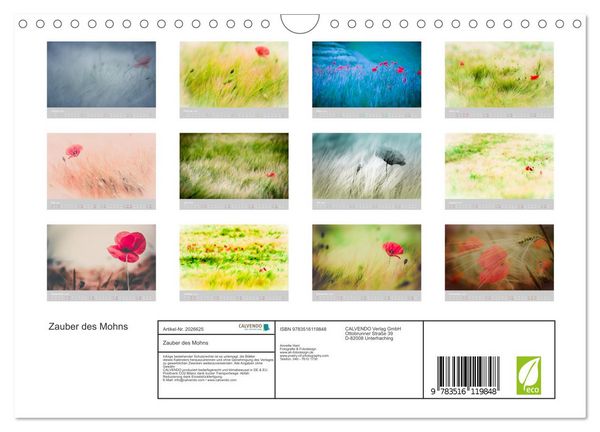 Produktbild: Zauber des Mohns (Wandkalender 2026 DIN A4 quer), CALVENDO Monatskalender