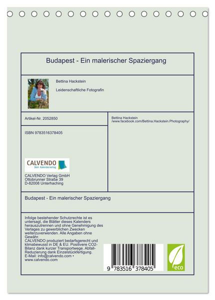 Produktbild: Budapest - Ein malerischer Spaziergang (Tischkalender 2026 DIN A5 hoch), CALVENDO Monatskalender