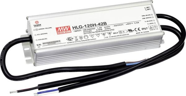 Mean Well MW HLG-120H-24B LED-Treiber, LED-Trafo Konstantspannung, Konstantstrom 120W 5A 12 - 24 V/DC dimmbar, PFC-Schaltkreis