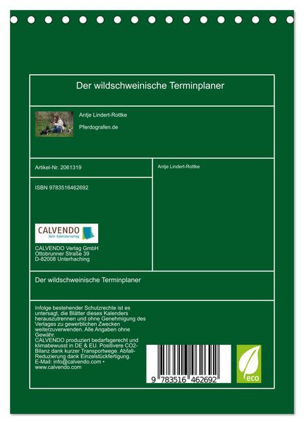 Produktbild: Der wildschweinische Terminplaner (Tischkalender 2026 DIN A5 hoch), CALVENDO Monatskalender
