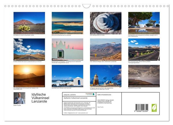 Produktbild: Idyllische Vulkaninsel Lanzarote (Wandkalender 2027 DIN A3 quer), CALVENDO Monatskalender