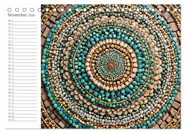 Produktbild: Natural Mandalas - Kraftvolle KI Mandalas aus Naturmaterialien (Tischkalender 2026 DIN A5 quer), CALVENDO Monatskalender