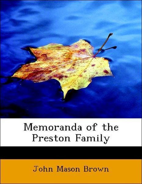 Produktbild: Brown, J: Memoranda of the Preston Family