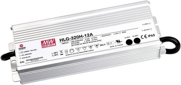 Produktbild: Mean Well MW HLG-320H-42A LED-Treiber, LED-Trafo Konstantspannung, Konstantstrom 321W 7.65A 42 V/DC PFC-Schaltkreis