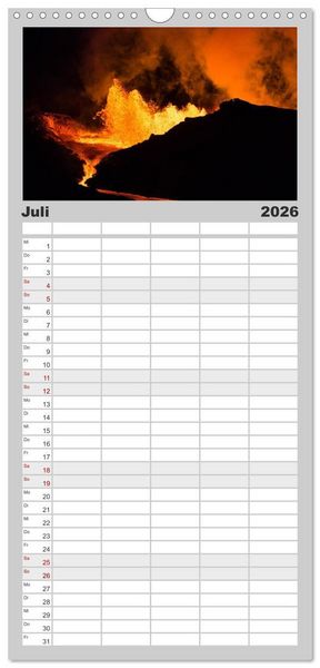 Produktbild: Familienplaner 2026 - Vulkanausbruch - Island mit 5 Spalten (Wandkalender, 21 x 45 cm) CALVENDO