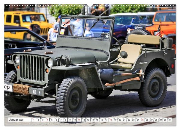 Produktbild: Willys Jeep im Detail vom Frankfurter Taxifahrer Petrus Bodenstaff (hochwertiger Premium Wandkalender 2026 DIN A2 quer), Kunstdruck in Hochglanz