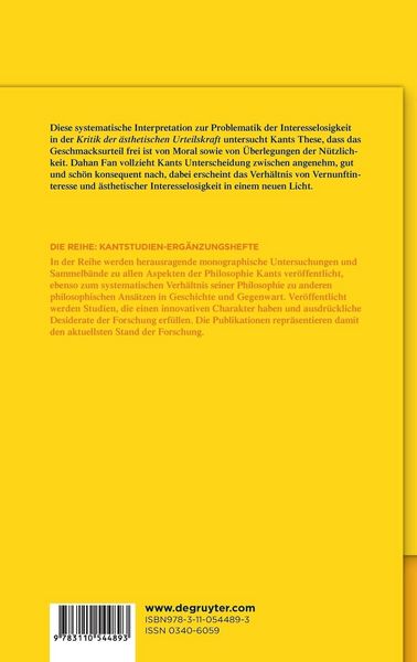 Produktbild: Die Problematik der Interesselosigkeit bei Kant