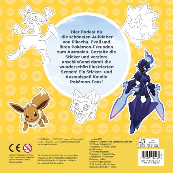 Produktbild: Pok&eacute;mon: Meine liebsten Sticker zum Ausmalen