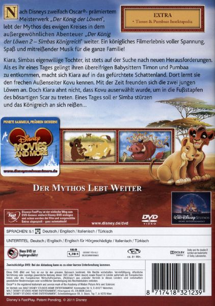 Produktbild: Der K&ouml;nig der L&ouml;wen 2 - Simbas K&ouml;nigreich [SE]