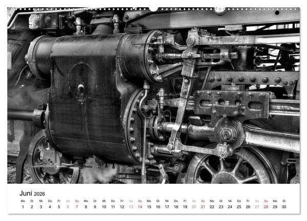 Produktbild: Unter Dampf - Eisenbahnromantik in schwarz-wei&szlig; (Wandkalender 2026 DIN A2 quer), CALVENDO Monatskalender