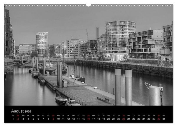 Produktbild: Hamburg monochrome Impressionen (Wandkalender 2026 DIN A2 quer), CALVENDO Monatskalender