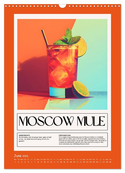 Produktbild: Classic Cocktails (Wall Calendar 2026 DIN A3 portrait), CALVENDO 12 Month Wall Calendar