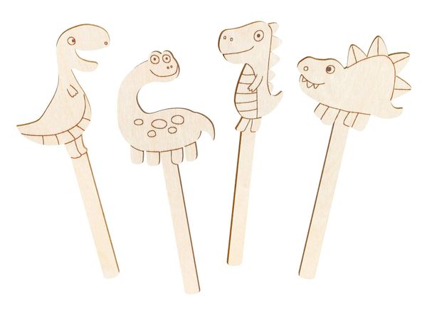Produktbild: PEBARO 476 - Holzstiele-Set Dinosaurier, 11-teilig, Laser cut Deco-Stecker, Bastelset