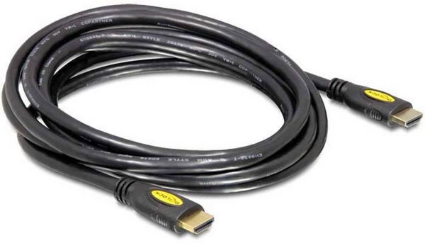 Produktbild: Delock HDMI Anschlusskabel HDMI-A Stecker, HDMI-A Stecker 5.00 m Schwarz 82455 4K UHD, vergoldete Steckkontakte HDMI-Kabel