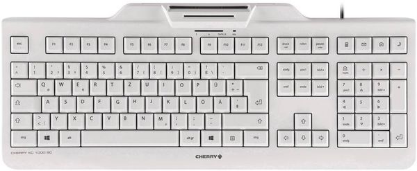 Cherry KC 1000 SC USB Tastatur Deutsch, QWERTZ Weiß, Grau Chipkarten-Leser