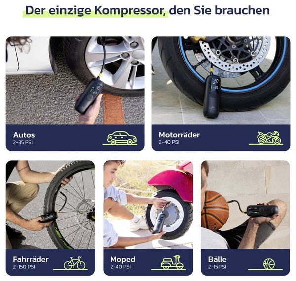 Produktbild: Woowind Elektrische Fahrradpumpe, Luftkompressor WO-LP1